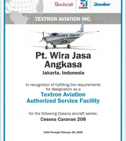 CERTIFICATE OF AUTHORIZED SERVICE FACILITY FOR CESSNA CARAVAN 208